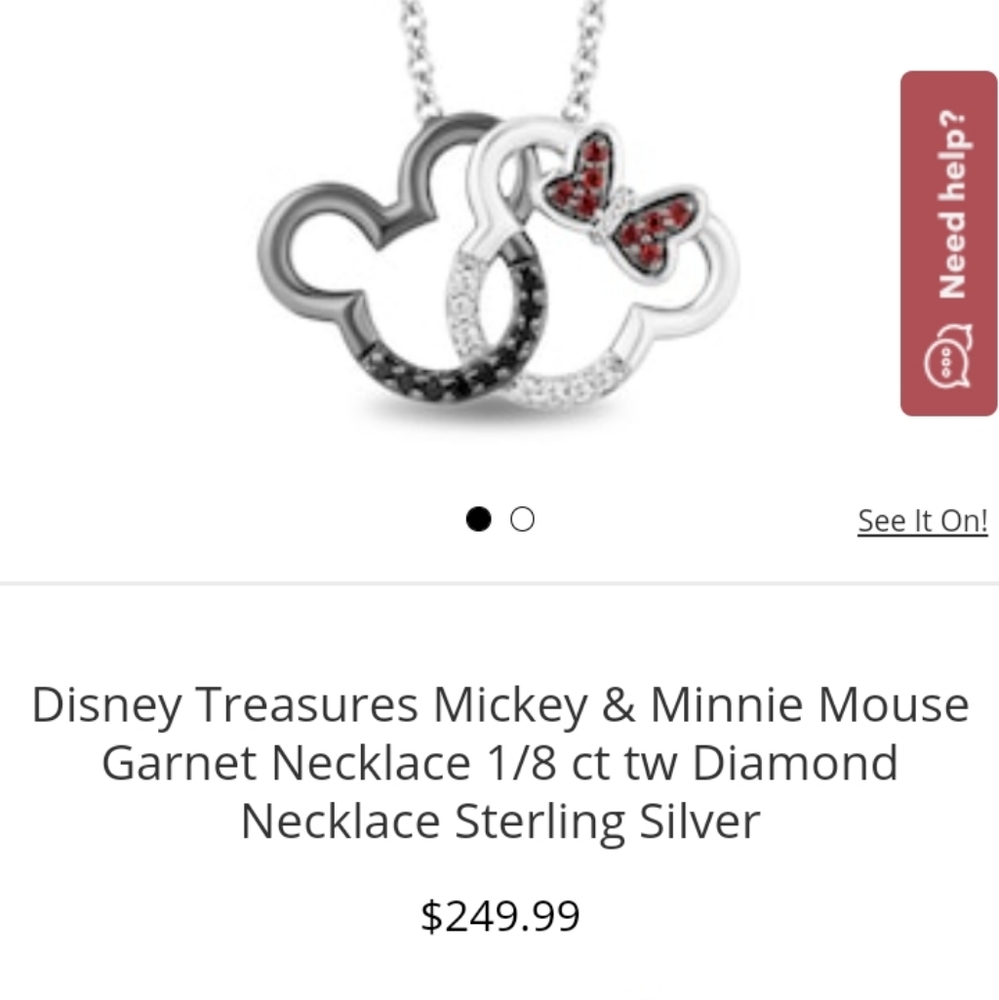Kay jeweler's Disney collection Minnie and Mickey mouse diamond necklace